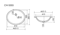 Раковина встраиваемая снизу Ceramicanova Era 465x380x190 мм, с отверстием слива - перелива, белый, арт. арт-CN15005 — фото 7, Раковины встраиваемые снизу