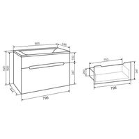 Тумба подвесная OLIVIA 80 /1 ящ/ AQUA DE MARCO 2080COLI/H — фото 8, Тумбы под раковину