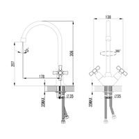 Benefit Смеситель для кухни, выс.пов.излив 178мм, р/ДВ, хром, LM, арт-LM2505C — фото 2, Смесители для кухни