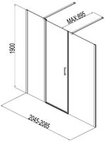 Душевая дверь Aquanet Cinetic 210, прозрачное стекло арт-AE12-N-120H190U-CT + AE12-F-90H190U-CT — фото 4, Распашные душевые двери