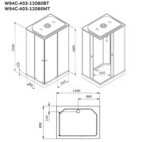 W94C-403-12080BT X-Joy кабина душевая прямоугольная, 120x80, профиль мат.черный, стекло прозрачное — фото 5, Душевые кабины