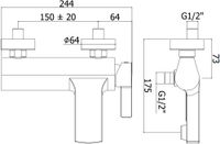 Смеситель для ванны с душем Paffoni Rock арт-RO023CR — фото 2, Смеситель для ванны
