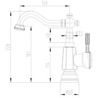 Jasmine Смеситель для раковины/кухни, выс.пов.излив 159мм, р/ОД, бронза, LM, арт-LM6604B — фото 2, Смесители для раковины