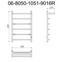 Полотенцесушитель электрический ВИД 6 с полкой 810х500 правый, скр.монтаж, СНШ, белый матовый(RAL 9016), (Ferrum), Маргроид арт-06-8050-1051-9016R — фото 6, Электрические полотенцесушители