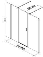 Душевая дверь Aquanet Cinetic 200, прозрачное стекло арт-AE12-N-120H190U-CT + AE12-F-80H190U-CT — фото 4, Распашные душевые двери