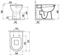 CREAVIT SELIN Унитаз приставной с биде арт-SL350-00CB00E-0000 — фото 2, Приставные унитазы