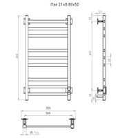 Полотенцесушитель Пэк 21 кв 80х50 матовый хром арт-Пэк21кв/8050матхр — фото 2, Электрические полотенцесушители