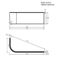 X-joy Панель фронтальная для ванны угловой правосторонней 170x70 см арт-W94A-170R70W-P — фото 2, Экраны для ванн