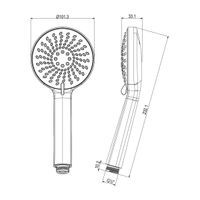 Лейка душевая 3-функциональная Ø101х232 мм, хром,LM, арт-LM8150C — фото 2, Лейки для душа