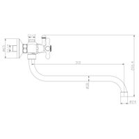 Y02 Смеситель для ванны, круг.пов.излив 310мм, р/ДВ, хром, ROS, арт-Y02-82 — фото 2, Смеситель для ванны