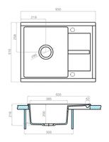 Мойка для кухни Делия 65 650x516x218 мм, прямоуг. с крылом, серый шелк арт-1A718632DE250 — фото 3, Кухонные мойки