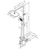 Func, душ. система: см-ль д/ванны/душа с ТМС, душ.штанга, верхн. душ квадр., ручн.душ, черн арт-F078F522 — фото 9, Душевые стойки
