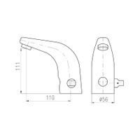Cенсорный смеситель для умывальника. Электропитание от батарейки 9В арт-SLU15B — фото 2, Смесители для раковины