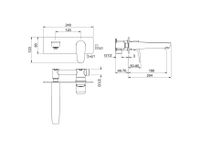 БЕТТА смеситель для раковины настенный (внешняя и скрытая часть), оружейная сталь арт-AQ1113BGM — фото 2, Смесители для раковины