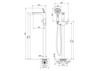 Смеситель для ванны напольный (внешняя и скрытая часть) AQUATEK, матовый черный AQ1145MB БЕТТА — фото 13, Смесители напольные