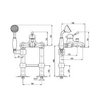 Смеситель Labe для ванной с душевым комплектом, лейка метал., держатель неподвижный, арт-L550.5/2SM — фото 3, Смесители напольные