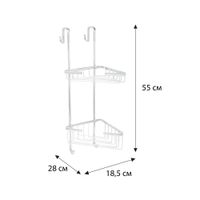 Полка для душевой кабины угловая Fixsen двухэтажная хром латунь арт-FX-853-2 — фото 3, Полки для ванной и душа