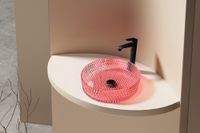 Раковина накладная стеклянная ABBER Glas AK2301OR красная — фото 3, Раковины накладные