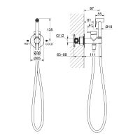 Смеситель встроенный с гигиеническим душем Timo Saona золото шлифованное арт-2337/20SM — фото 2, Гигиенические души