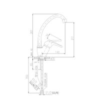 Смеситель Sazava кухонный с повороыным изливом 140 мм, арт-SA506.5/1 — фото 4, Смесители для кухни