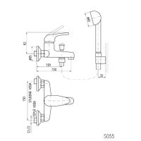 Смеситель Sazava для ванной с душевым комплектом, держатель стабильный, арт-SA554.5/1 — фото 4, Смеситель для ванны