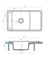 Товар: Мойка для кухни Беллис 87 870x510x250 мм, прямоуг., серый 1A724832BS230 - фото 7 Мойка для кухни Беллис 87 870x510x250 мм, прямоуг., серый 1A724832BS230 — фото 7, Кухонные мойки