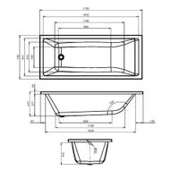 W93A-175-075W-A Gem Ванна акриловая 175х75 см — фото 7, Акриловые ванны