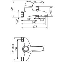 GRAZIA Смеситель д/ванны монокомандный, с ручным душем, бронза арт-VR.GRA-3501.BR — фото 2, Смеситель для ванны