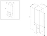 Sensation, Шкаф-колонна, подвесной, левый, 40 см, двери, белый, глянцевая, шт арт-M30CHL0406WG — фото 5, Пеналы для ванной комнаты