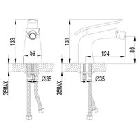 Melange Смеситель для биде, пов.аэратор 124мм, р/ОД, хром/белый, LM, арт-LM4908CW — фото 2, Смесители для биде
