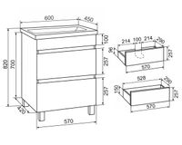 Тумба напольная SYDNEY 60 /2ящ/ AQUA DE MARCO 2060WCSYD/1 — фото 11, Тумбы под раковину