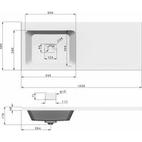 Раковина Kamilla 120, левая чаша, комплект кронштейнов арт-rp.Kam.120L — фото 3, Раковины встраиваемые сверху