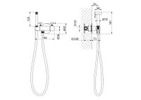 ОБЕРОН комплект для гигиенического душа термостатический встроенный (смеситель + гигиеническая лейка + шланг), шлиф. золото арт-AQ1027BG — фото 2, Гигиенические души