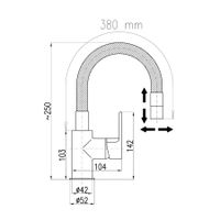 CO119.5/15CMATC COLORADO - смеситель кухонный, (гибкий излив Черный), ЧЕРНЫЙ МАТОВЫЙ/ХРОМ — фото 2, Смесители для кухни