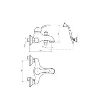 Смеситель Labe для ванной с душевым комплектом, бронзовый, арт-L454.5/2SM — фото 2, Смеситель для ванны