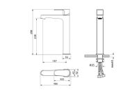ОБЕРОН смеситель для раковины высокий 240, без донного клапана, шлиф. золото арт-AQ1204BG — фото 6, Смесители для раковины
