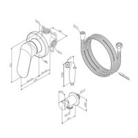 F40H85C00 Sunny, гигиенический набор для скрытого монтажа со смесителем для душа, хром, шт. — фото 6, Гигиенические души