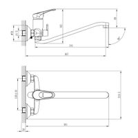 B35 Смеситель для ванны, S-обр.пов.излив 350мм, р/ОД, хром, ROS, арт-B35-34 — фото 2, Смеситель для ванны