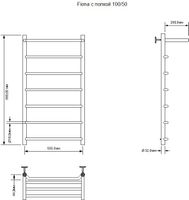Полотенцесушитель электрический Aquanet Fiona 100х50 Тэн справа, с полкой 00282000 — фото 3, Электрические полотенцесушители