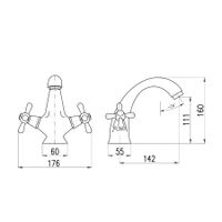 MORAVA RETRO - смеситель классический для умывальника, БЕЛЫЙ/БРОНЗА арт-MK128.5BSM — фото 2, Смесители для раковины