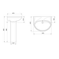 Умывальник "Вест" 57,5 см. без отв., с переливом (хром. кольцо) 1 сорт SANTERI арт-131118S0001B0 — фото 3, Раковины подвесные