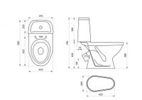 Унитаз-компакт "Соната" (комфорт) косой выпуск, с 2-режимной кнопочной арматурой и сиденьем SC 1P2062S0000BF — фото 9, Напольные унитазы