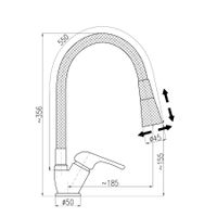 SA006.5/13S SAZAVA - смеситель кухонный с душем — фото 2, Смесители для кухни