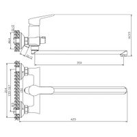 Смеситель для ванны с длинным изливом TIS, TIS21-320 — фото 3, Смеситель для ванны