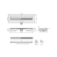 Желоб BERGES водосток напольный B1 Keramik 800 нержавеющая сталь, решетка бронза, S-сифон D50 боковой арт-094119 — фото 8, Душевые лотки