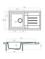 Мойка для кухни Верона 855x500x210 мм, прямоуг. с крылом, кофе 1A710032VR280 — фото 3, Кухонные мойки