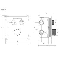 Смеситель с термостатом встраиваемый на 2 потребителя комплект с монтажной частью арт-AQM8811GM — фото 2, Смеситель для душа