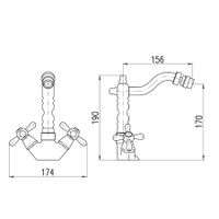MK120.5/9CMATSM MORAVA RETRO - смеситель классич. для биде, без сифона, ЦВЕТ ЧЕРНЫЙ МАТОВЫЙ/БРОНЗА — фото 1, Смесители для биде