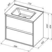 Тумба с раковиной Aquanet Милан 70 цв. дуб рошелье 00340158 — фото 3, Тумбы с раковиной