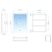600х800 Зеркальный шкаф ЛЕВЫЙ с подсветкой, подогревом и часами, корпус Антрацит арт-AQM9204 — фото 5, Зеркальные шкафы в ванную
